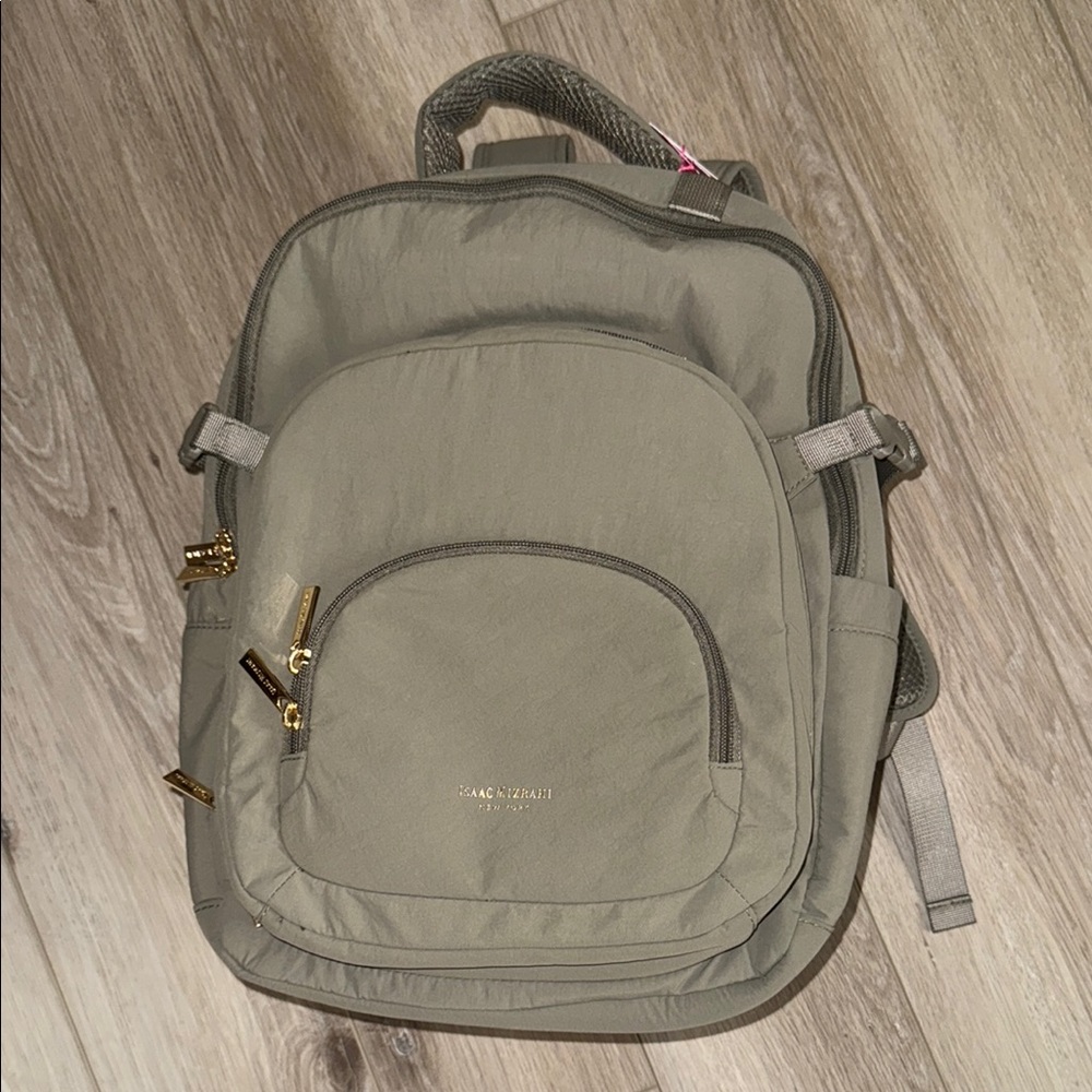 Isaac Mizrahi Olive Green Backpack with Durable Fabric and Adjustable Straps